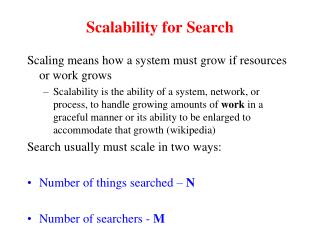 Scalability for Search