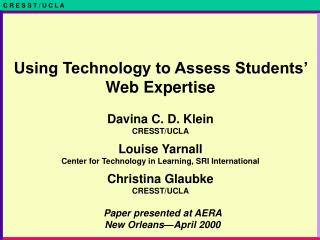 Paper presented at AERA New Orleans—April 2000