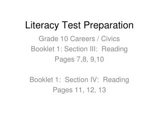 Literacy Test Preparation