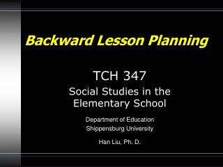 Backward Lesson Planning