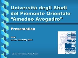 Università degli Studi del Piemonte Orientale “Amedeo Avogadro”