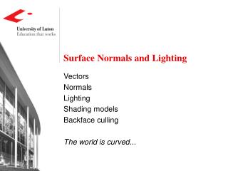 Surface Normals and Lighting