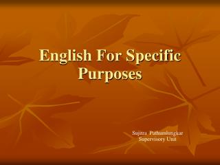 English For Specific Purposes