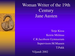 Woman Writer of the 19th Century Jane Austen