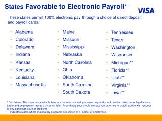 States Favorable to Electronic Payroll *
