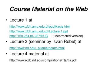 Course Material on the Web