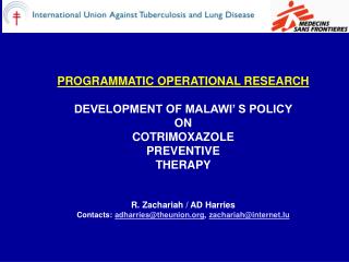 COTRIMOXAZOLE PREVENTIVE THERAPY (CPT)