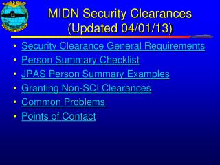 MIDN Security Clearances ( Updated 04/01/13)