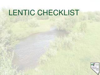LENTIC CHECKLIST
