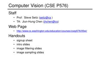 Computer Vision (CSE P576)