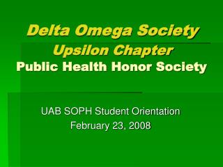 Delta Omega Society Upsilon Chapter Public Health Honor Society