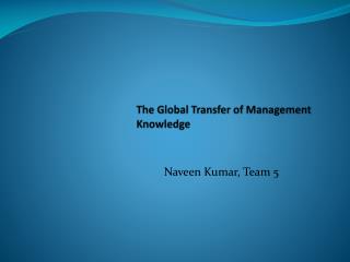 The Global Transfer of Management Knowledge