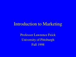 Introduction to Marketing