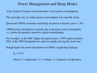 Power Management and Sleep Modes