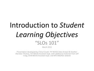 Introduction to Student Learning Objectives