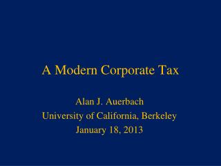 A Modern Corporate Tax