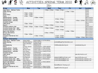 ACTIVITIES SPRING TERM 2010 16+