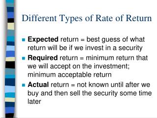 Different Types of Rate of Return