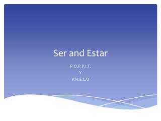 Ser and Estar