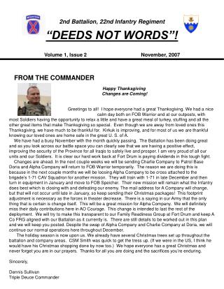 2nd Battalion, 22nd Infantry Regiment “DEEDS NOT WORDS”!