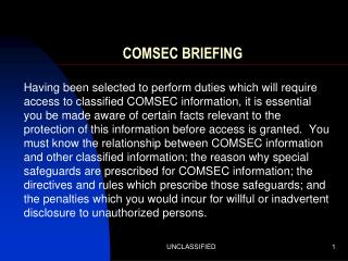 COMSEC BRIEFING