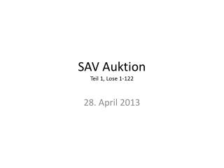 SAV Auktion Teil 1, Lose 1-122