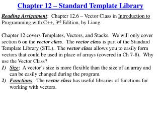 Chapter 12 – Standard Template Library