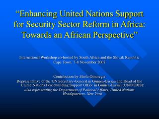 International Workshop co-hosted by South Africa and the Slovak Republic