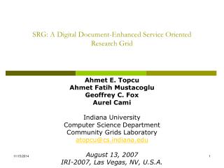 SRG: A Digital Document-Enhanced Service Oriented Research Grid