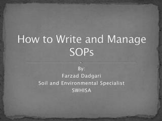 How to Write and Manage SOPs