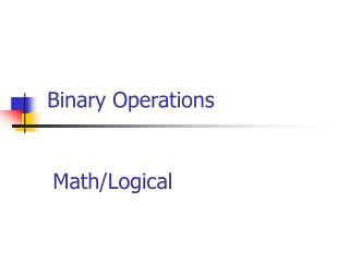 Binary Operations