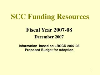 SCC Funding Resources