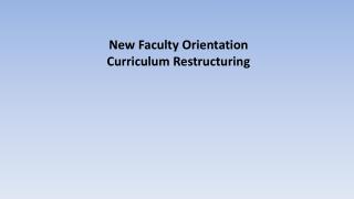 New Faculty Orientation Curriculum Restructuring