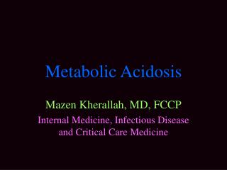 Metabolic Acidosis