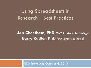 Using Spreadsheets in Research – Best Practices