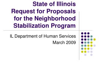 State of Illinois Request for Proposals for the Neighborhood Stabilization Program