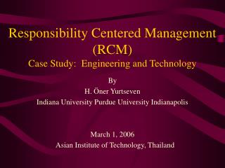 Responsibility Centered Management (RCM) Case Study: Engineering and Technology