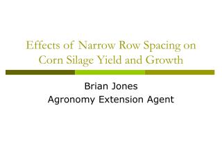 Effects of Narrow Row Spacing on Corn Silage Yield and Growth