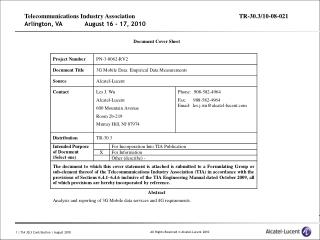 Telecommunications Industry Association	TR-30.3/10-08-021