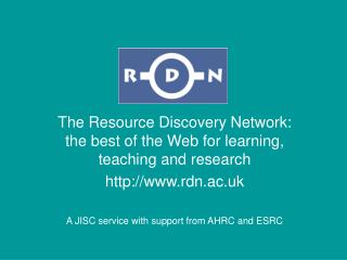 The Resource Discovery Network: the best of the Web for learning, teaching and research