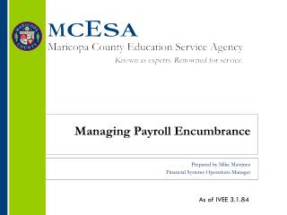 Managing Payroll Encumbrance
