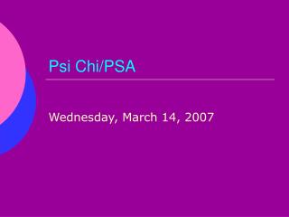 Psi Chi/PSA