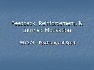 Feedback, Reinforcement, &amp; Intrinsic Motivation