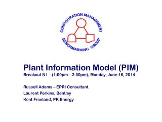Plant Information Model (PIM) Breakout N1 – (1:00pm – 2:30pm), Monday, June 16, 2014