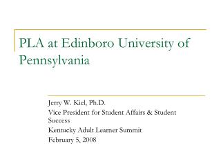 PLA at Edinboro University of Pennsylvania