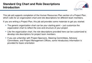 Standard Org Chart and Role Descriptions Introduction