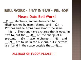 Bell Work – 11/7 &amp; 11/8 – Pg. 109