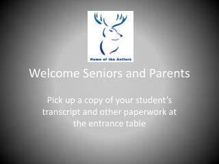Welcome Seniors and Parents
