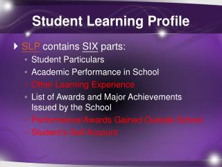 Student Learning Profile