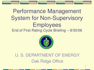 U. S. DEPARTMENT OF ENERGY Oak Ridge Office